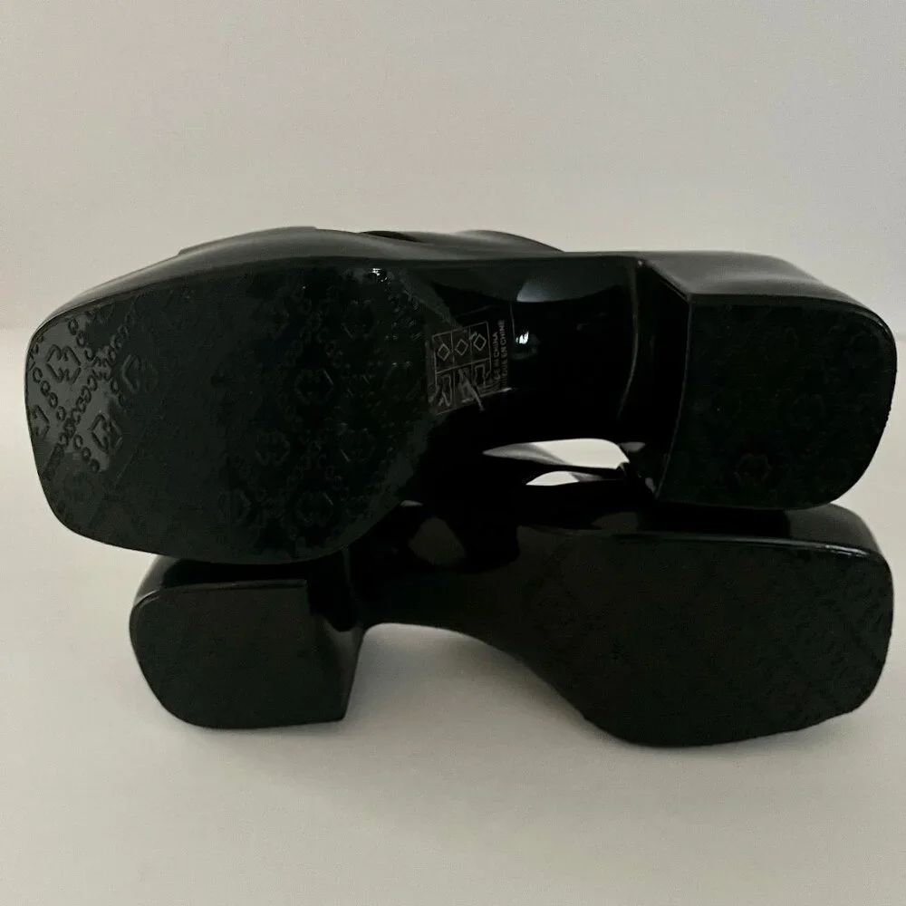 NEW! Jeffery Campbell Black Bubblegum Platform Sandals Heel Mule Patent Slides 6 - Picture 13 of 16